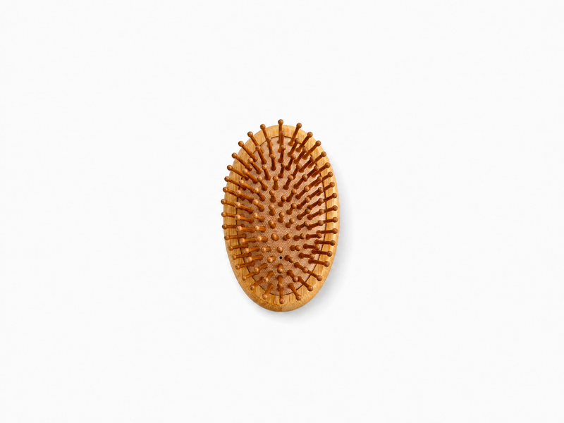 Bamboo Scalp Massage & Oiling Brush in Icy Pearl