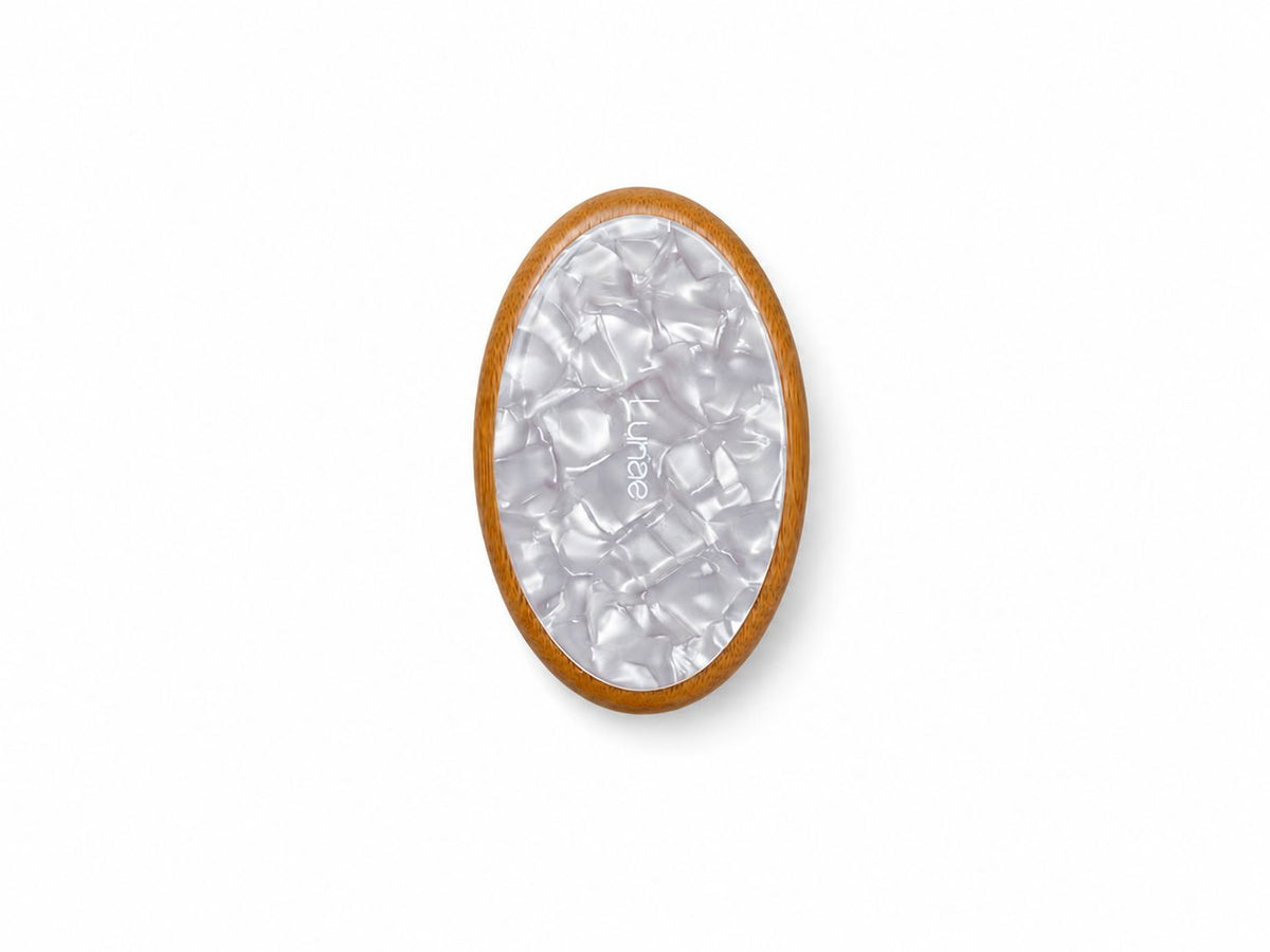 Bamboo Scalp Massage & Oiling Brush in Icy Pearl